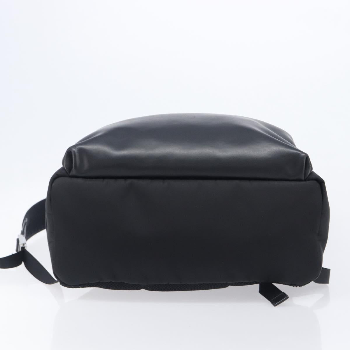 FENDI Monster Backpack Leather Nylon Black Silver Auth bs37498