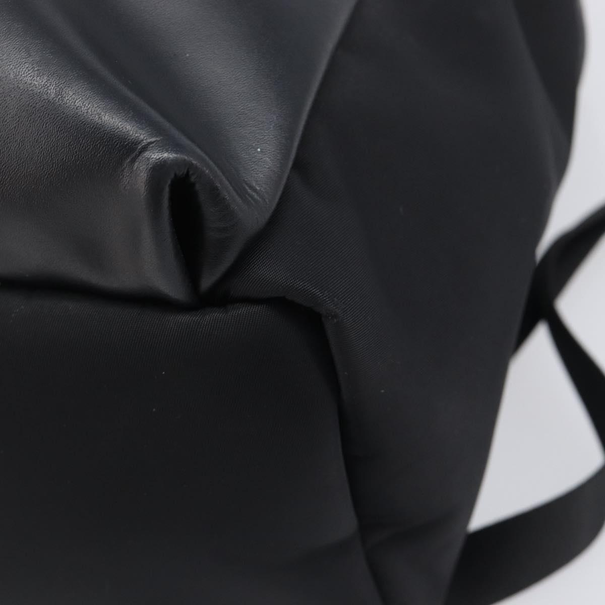 FENDI Monster Backpack Leather Nylon Black Silver Auth bs37498