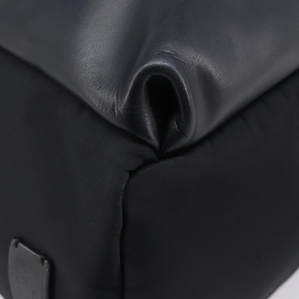 FENDI Monster Backpack Leather Nylon Black Silver Auth bs37498