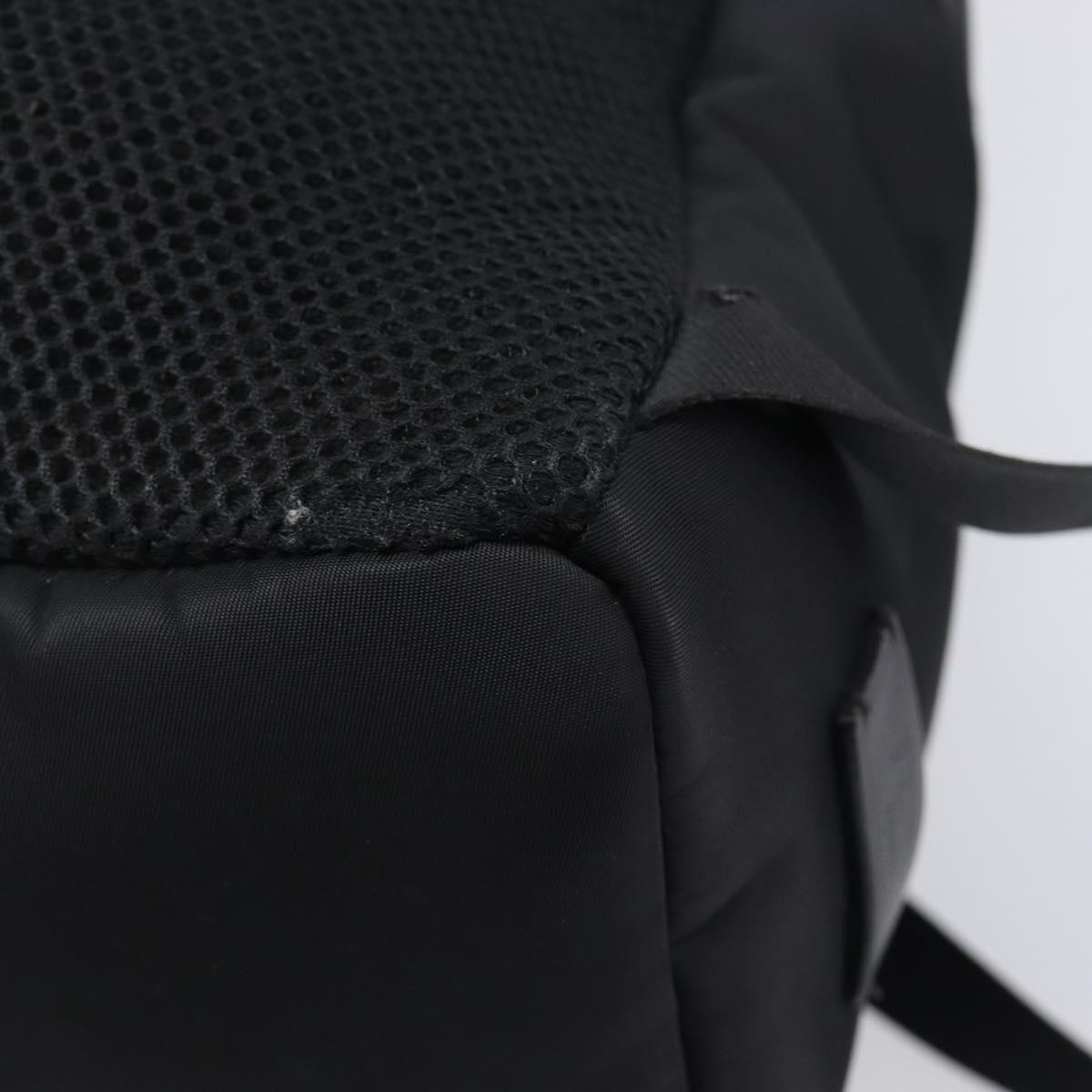 FENDI Monster Backpack Leather Nylon Black Silver Auth bs37498