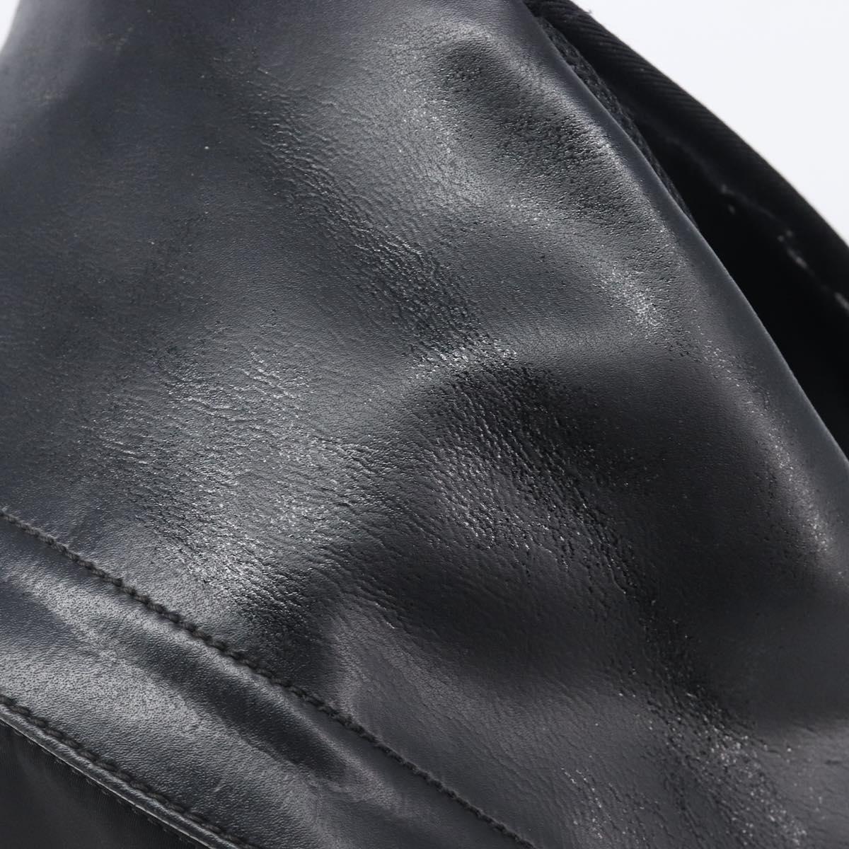 FENDI Monster Backpack Leather Nylon Black Silver Auth bs37498