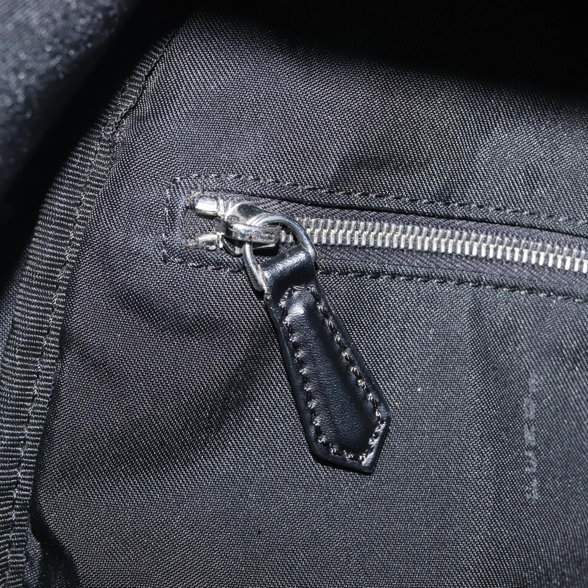 FENDI Monster Backpack Leather Nylon Black Silver Auth bs37498