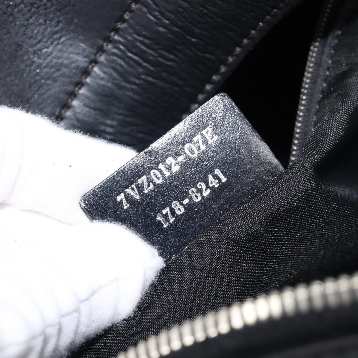 FENDI Monster Backpack Leather Nylon Black Silver Auth bs37498