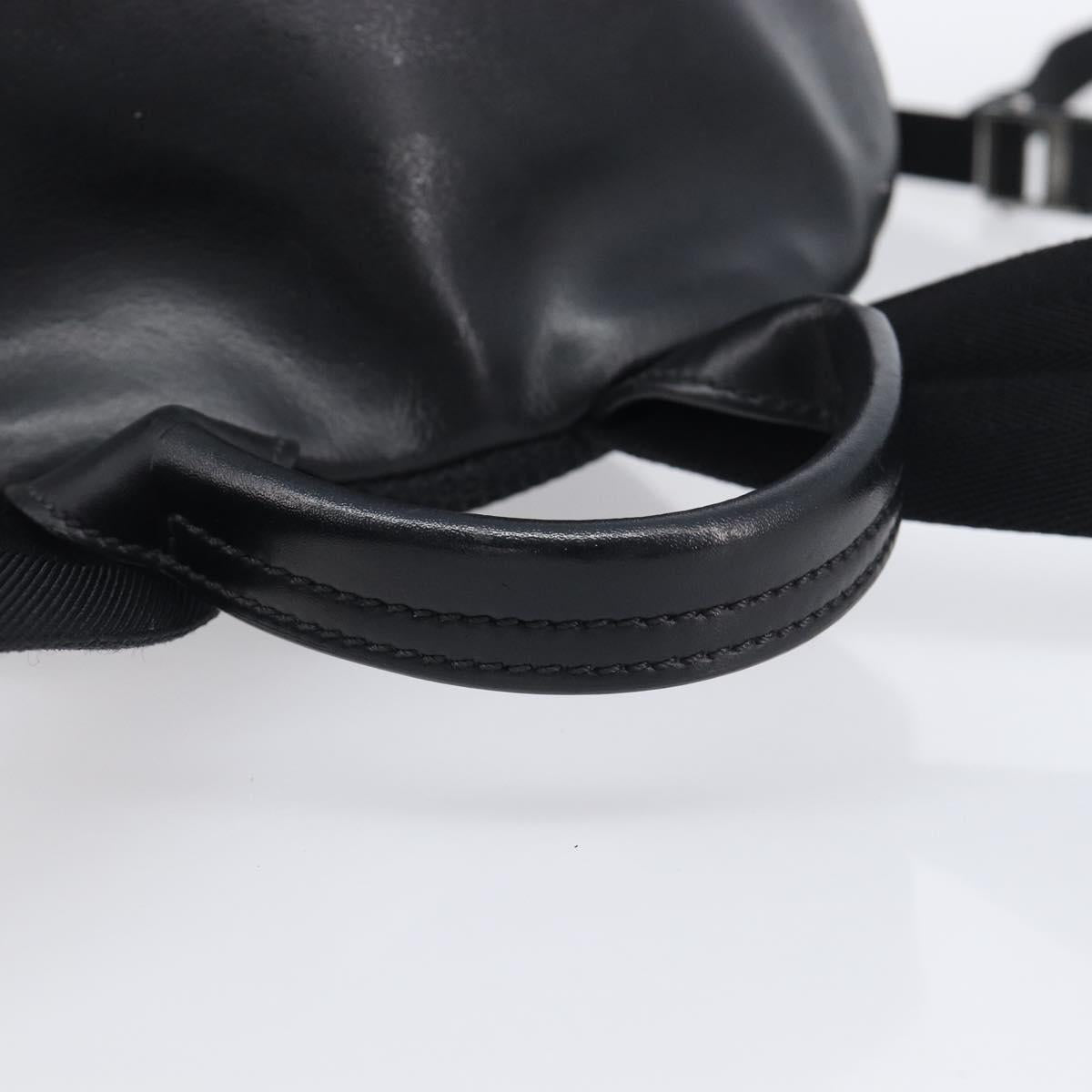 FENDI Monster Backpack Leather Nylon Black Silver Auth bs37498