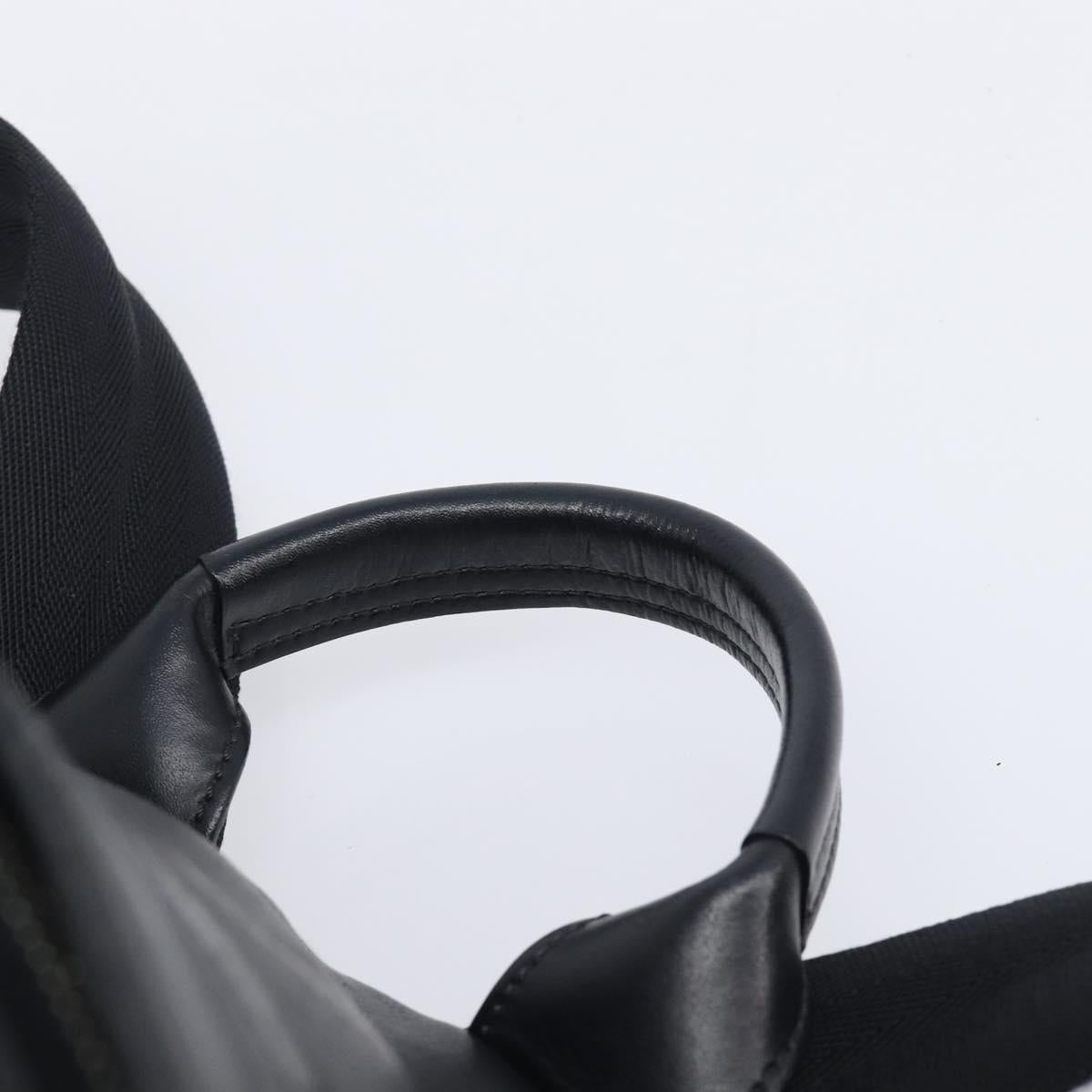 FENDI Monster Backpack Leather Nylon Black Silver Auth bs37498