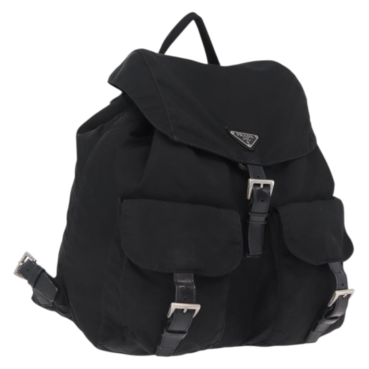 PRADA Backpack Nylon Black Silver Auth bs37501