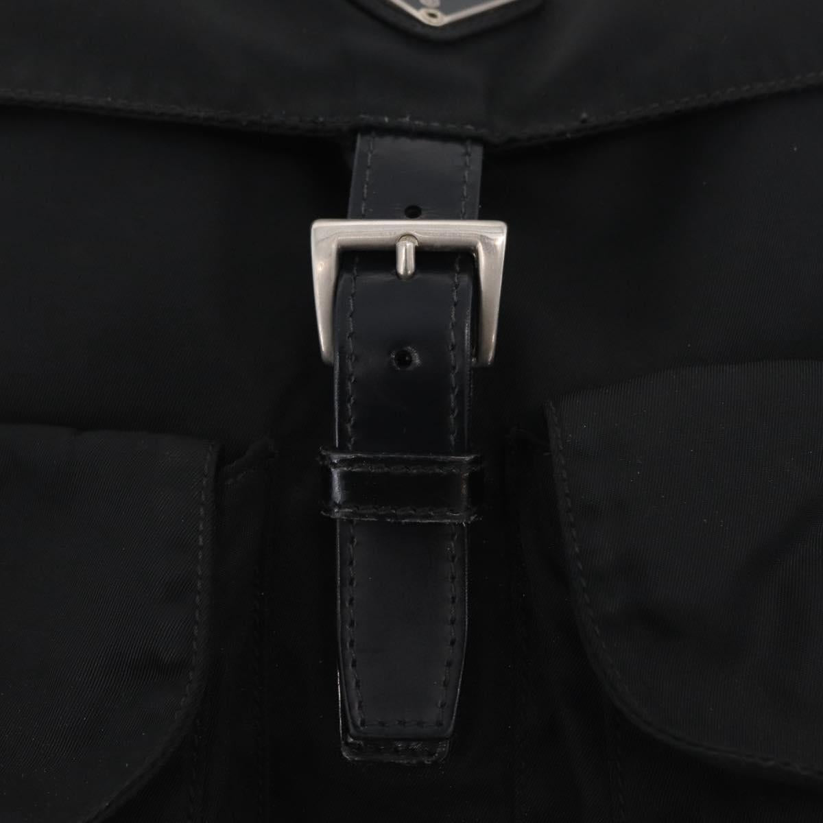 PRADA Backpack Nylon Black Silver Auth bs37501
