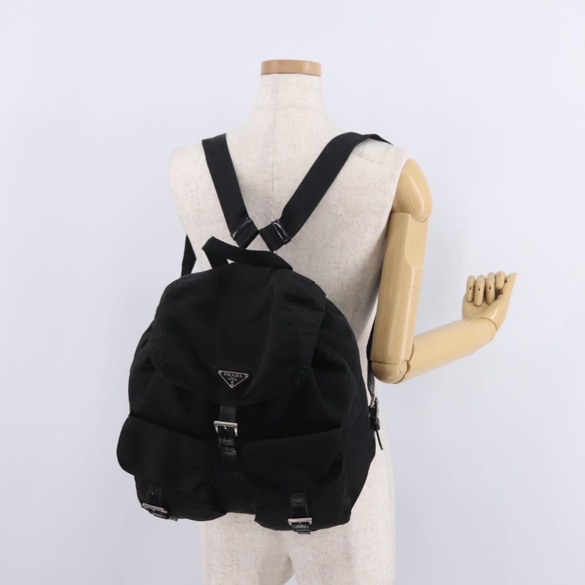 PRADA Backpack Nylon Black Silver Auth bs37501