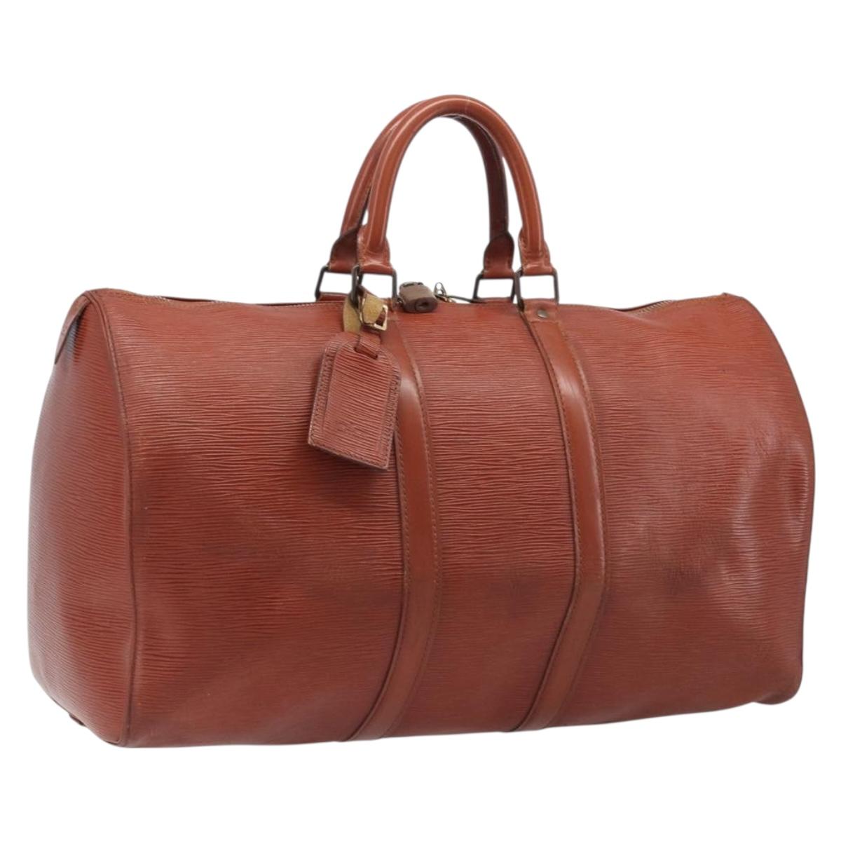 LOUIS VUITTON Epi Keepall 45 Boston Bag Brown M42978 LV Auth bs37508