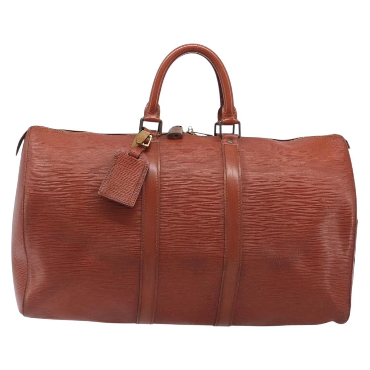 LOUIS VUITTON Epi Keepall 45 Boston Bag Brown M42978 LV Auth bs37508