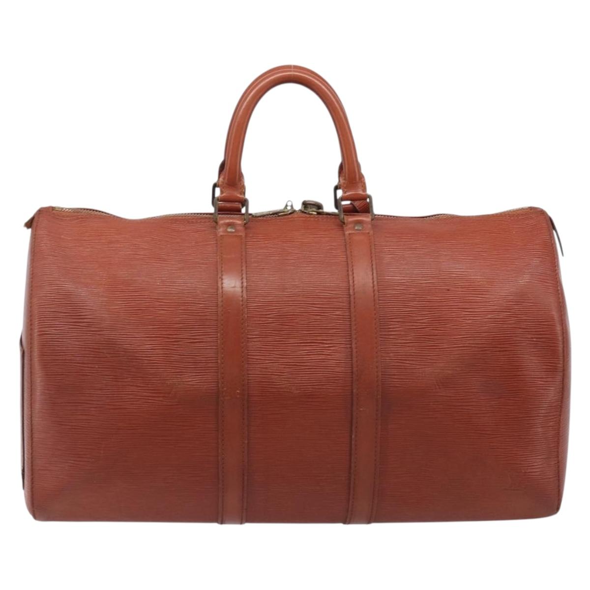 LOUIS VUITTON Epi Keepall 45 Boston Bag Brown M42978 LV Auth bs37508