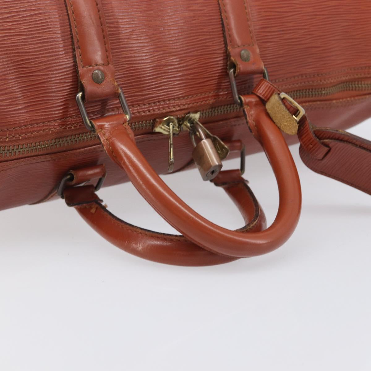 LOUIS VUITTON Epi Keepall 45 Boston Bag Brown M42978 LV Auth bs37508