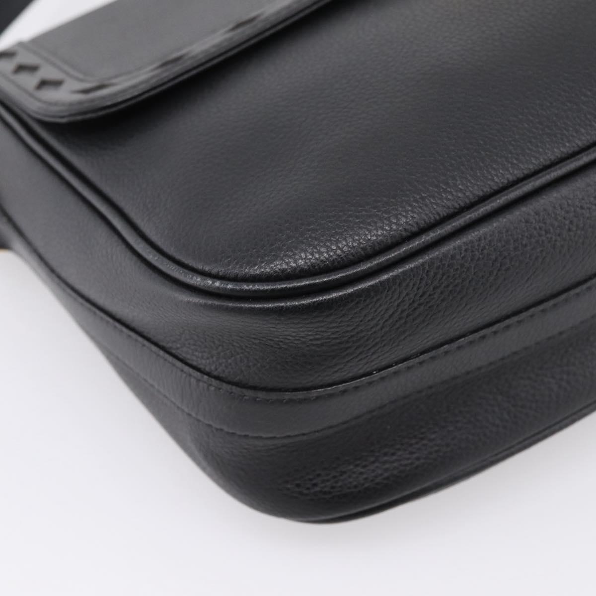 Saint Laurent Shoulder Bag Leather Black Gold Auth bs37510A
