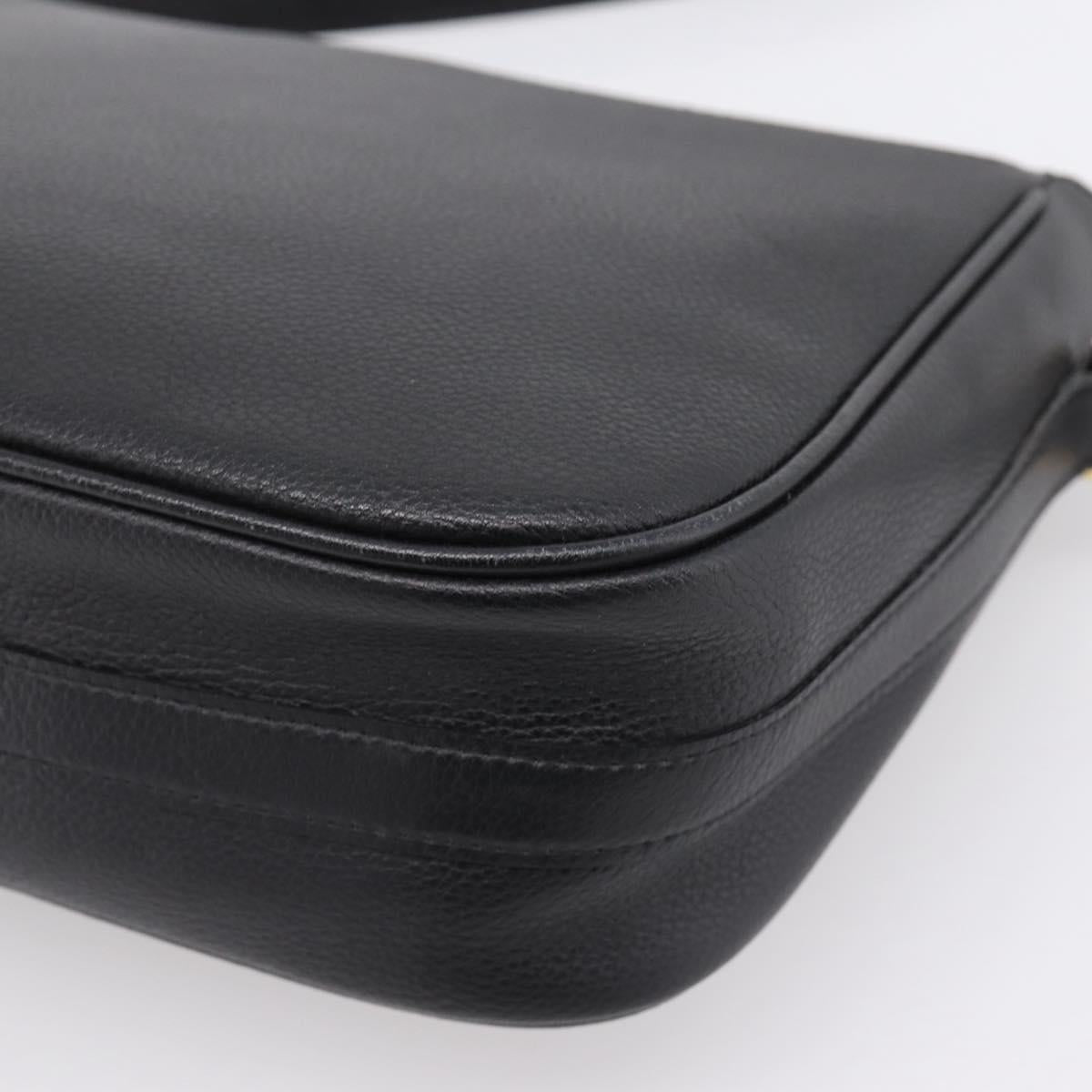 Saint Laurent Shoulder Bag Leather Black Gold Auth bs37510A