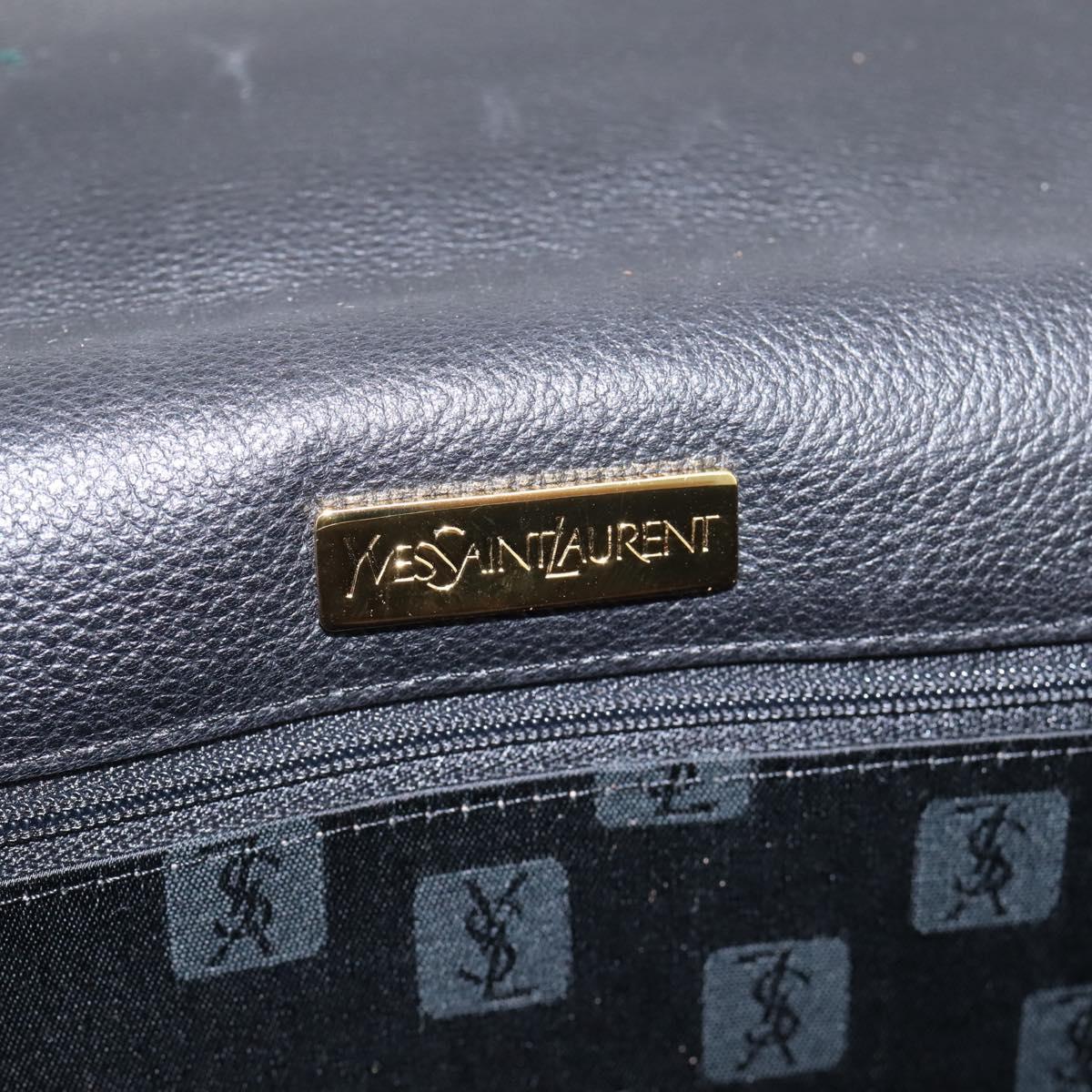 Saint Laurent Shoulder Bag Leather Black Gold Auth bs37510A