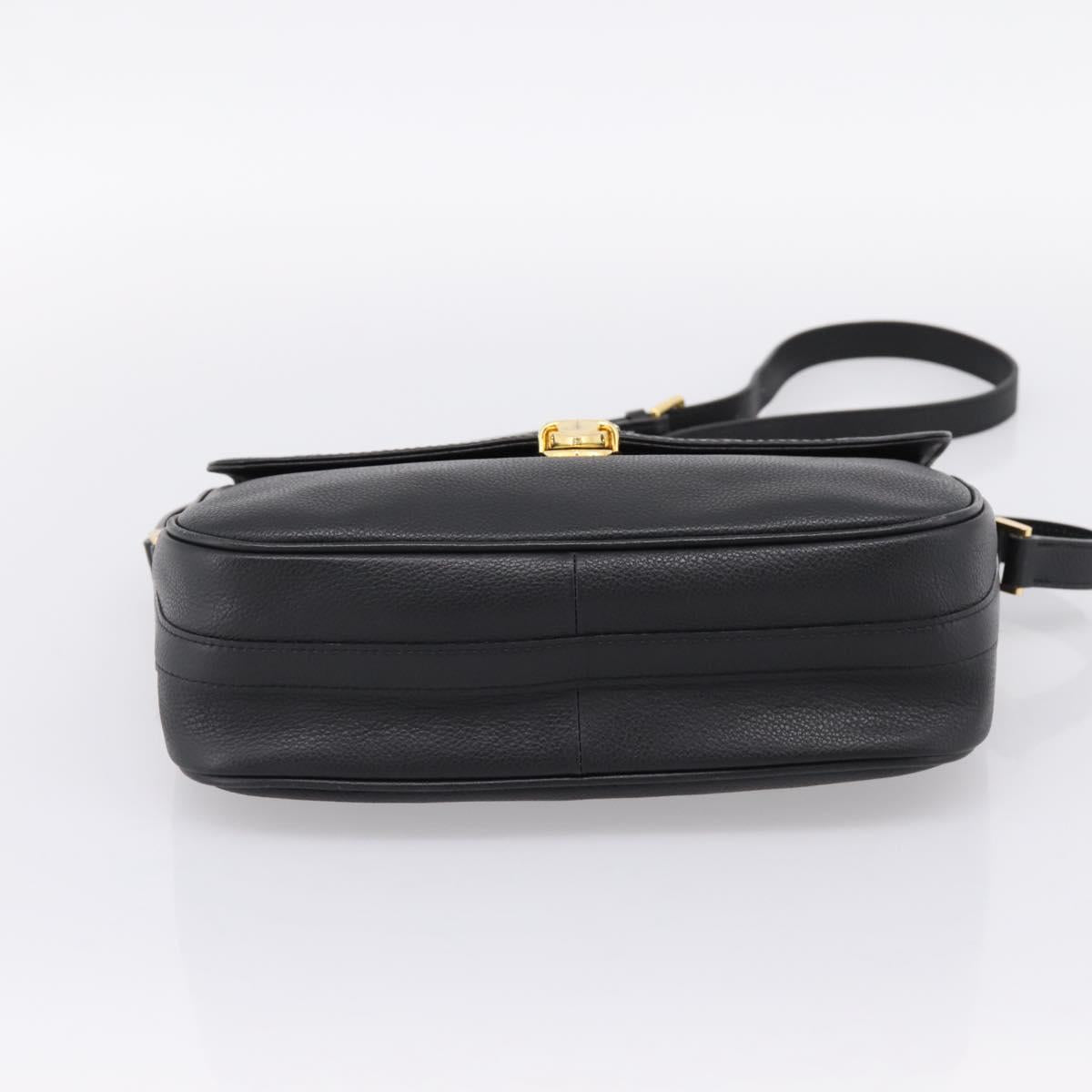 Saint Laurent Shoulder Bag Leather Black Gold Auth bs37510A