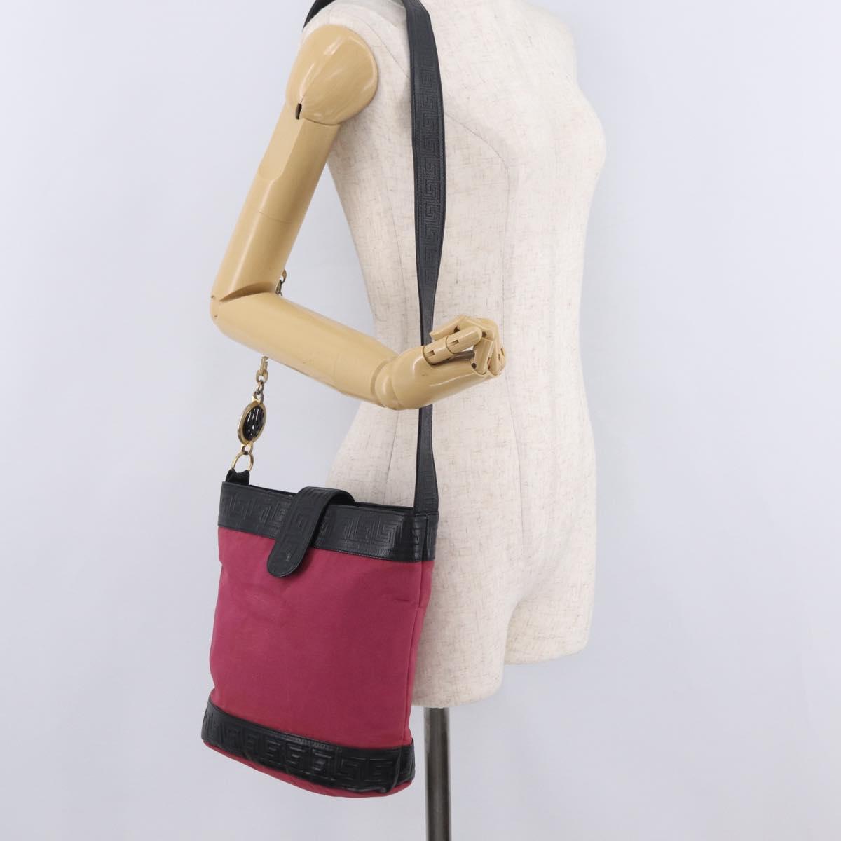 Gianni Versace Shoulder Bag Canvas Pink Gold Auth bs37533