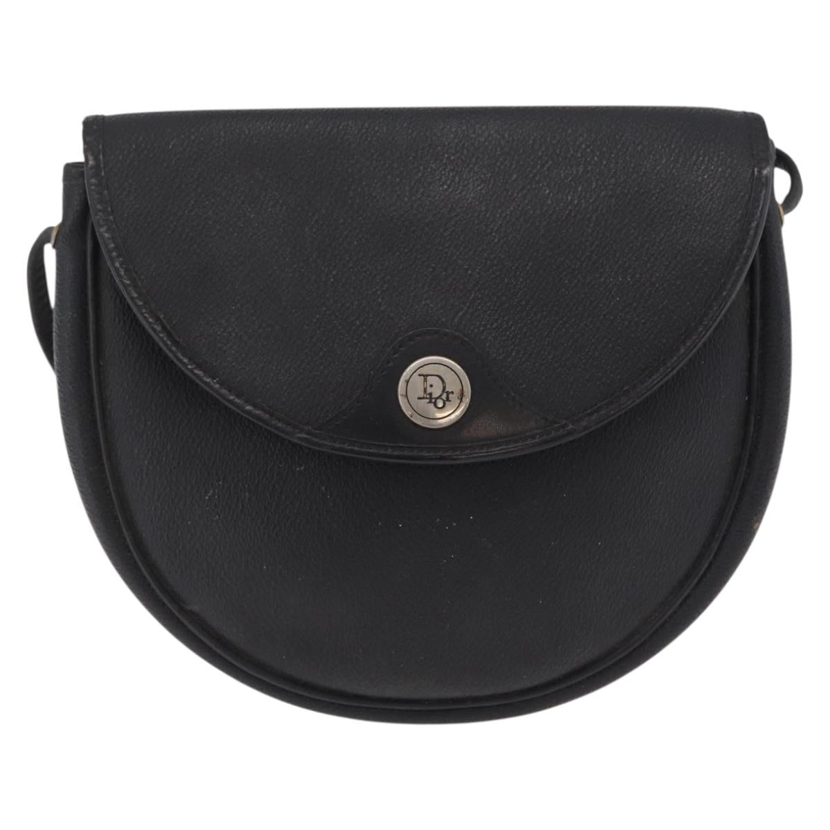 Christian Dior Honeycomb Shoulder Bag PVC Black Gold Auth bs37542