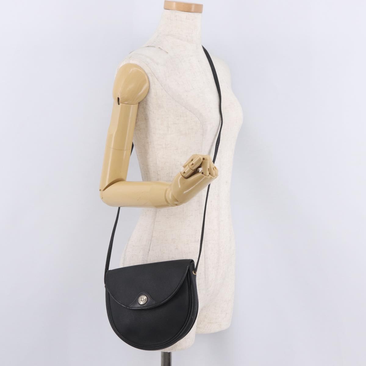 Christian Dior Honeycomb Shoulder Bag PVC Black Gold Auth bs37542