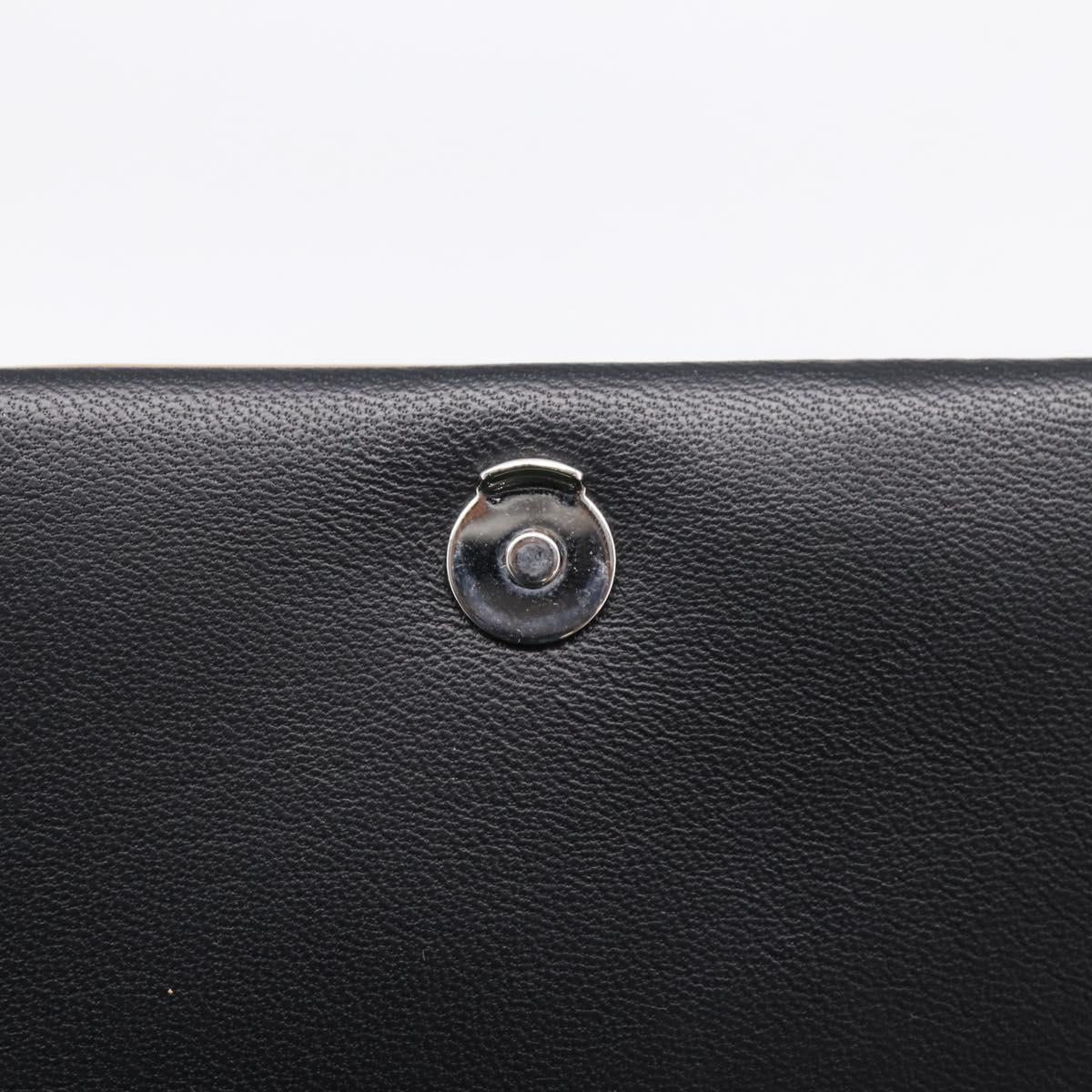 BURBERRY Chain Shoulder Bag Leather Sequins Black Silver Auth bs37543V