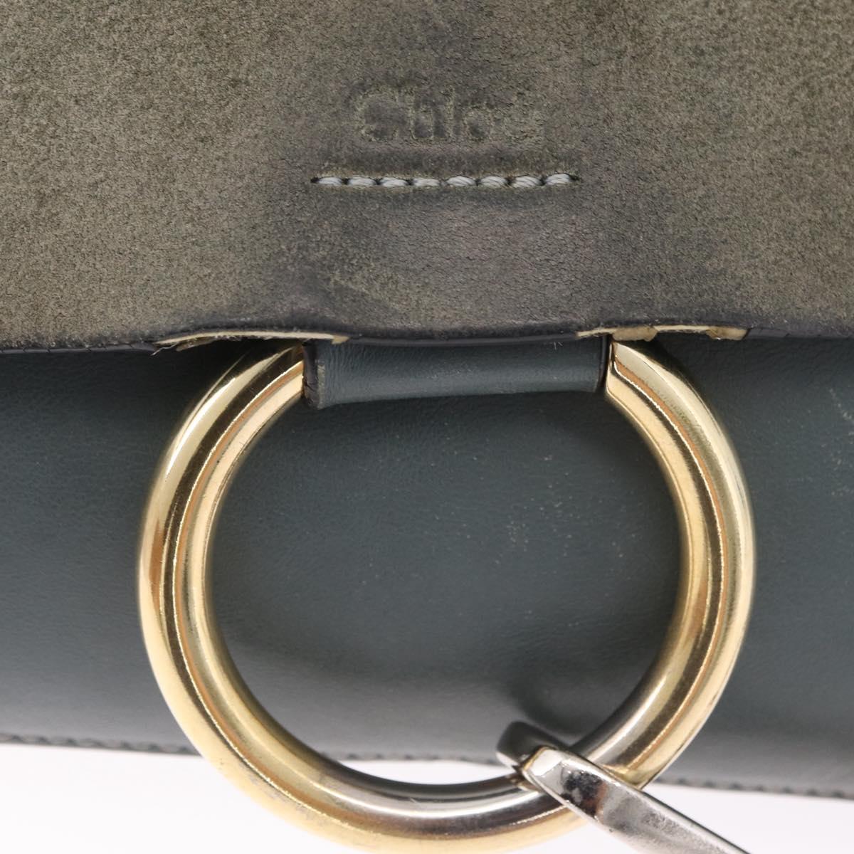 Chloe Fay Shoulder Bag Leather Suede Gray Gold Auth bs37545