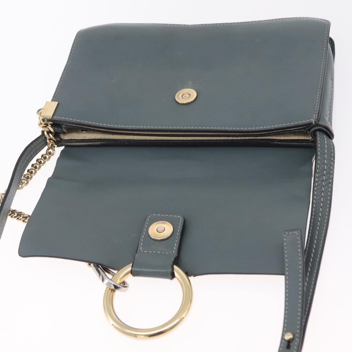 Chloe Fay Shoulder Bag Leather Suede Gray Gold Auth bs37545