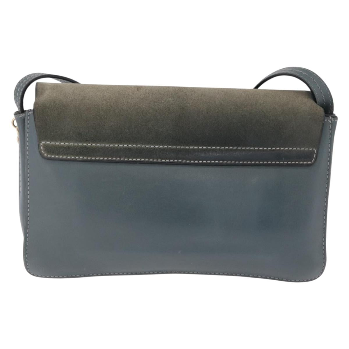 Chloe Fay Shoulder Bag Leather Suede Gray Gold Auth bs37545