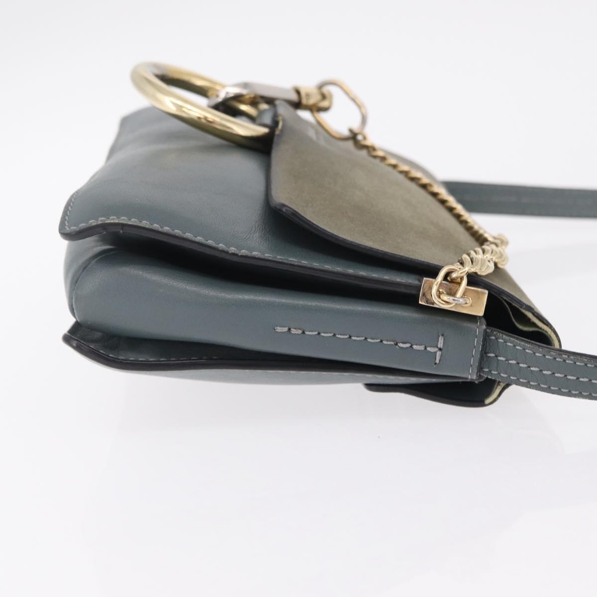 Chloe Fay Shoulder Bag Leather Suede Gray Gold Auth bs37545