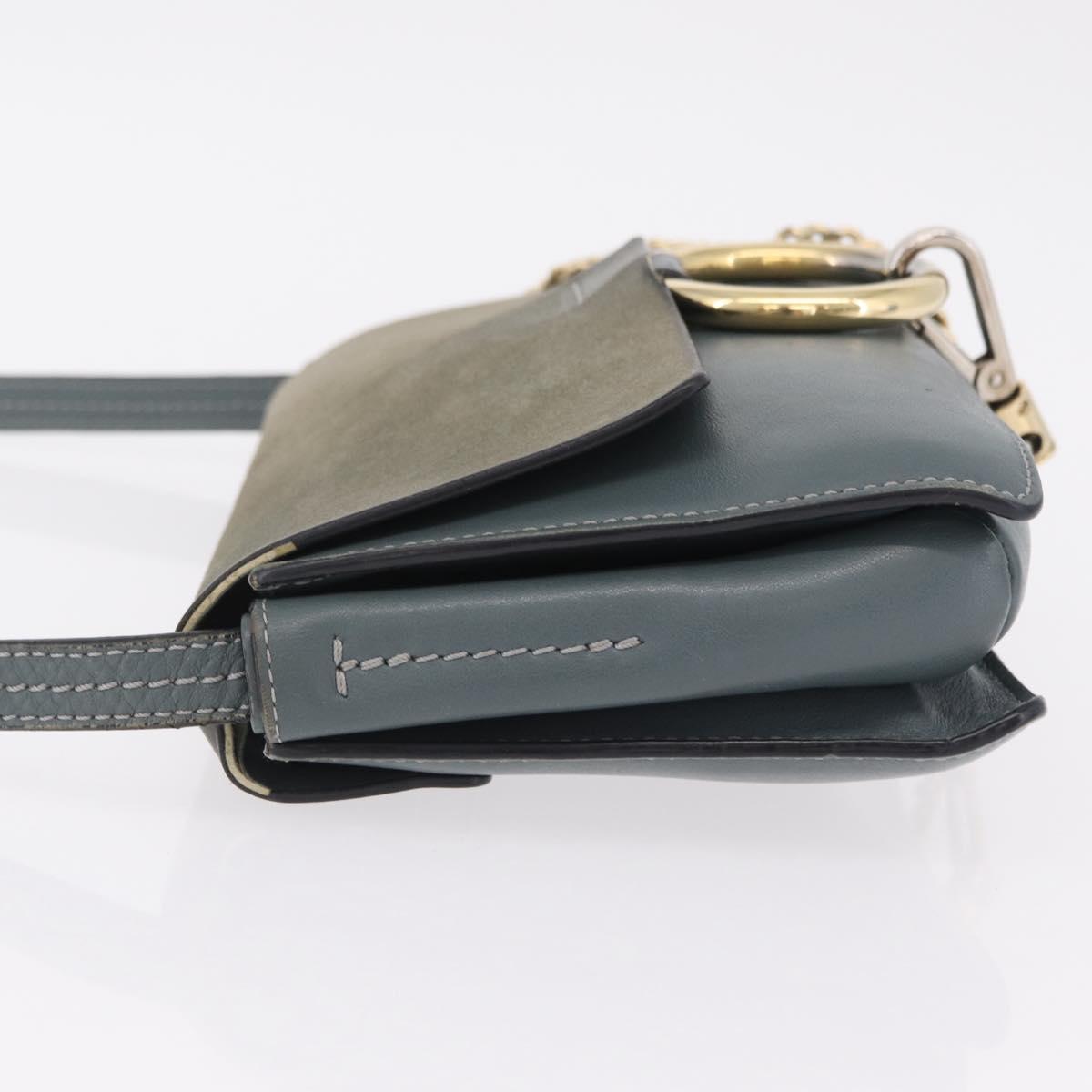 Chloe Fay Shoulder Bag Leather Suede Gray Gold Auth bs37545