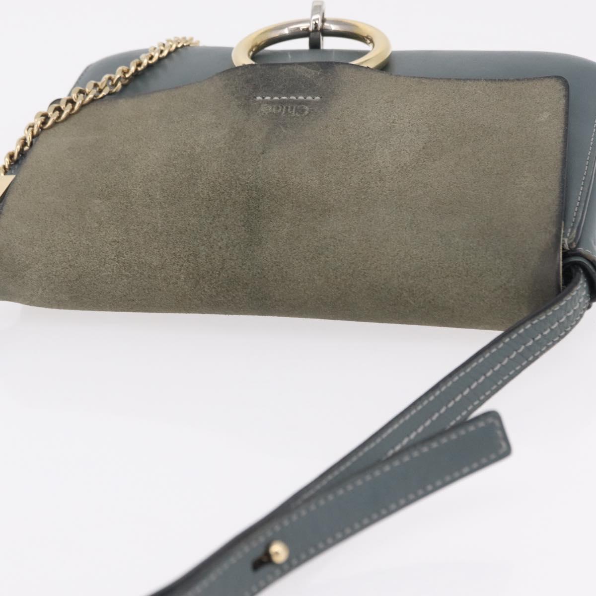 Chloe Fay Shoulder Bag Leather Suede Gray Gold Auth bs37545