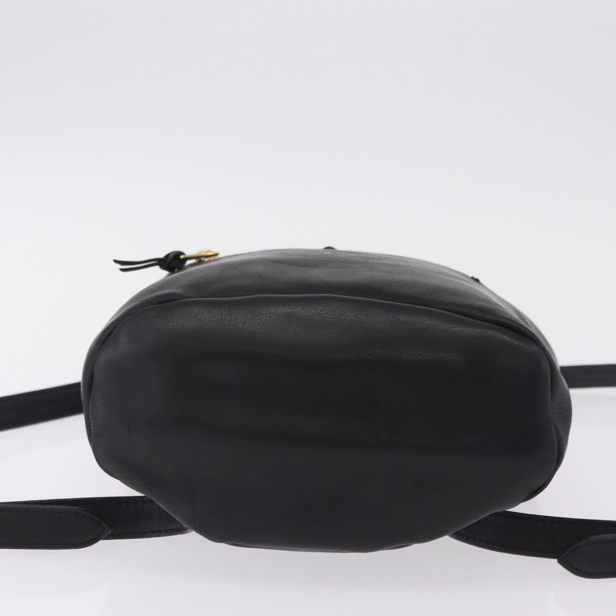 Gianni Versace Backpack Leather Black Gold Auth bs37561