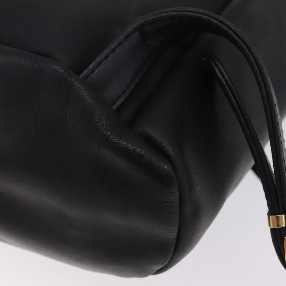 Gianni Versace Backpack Leather Black Gold Auth bs37561