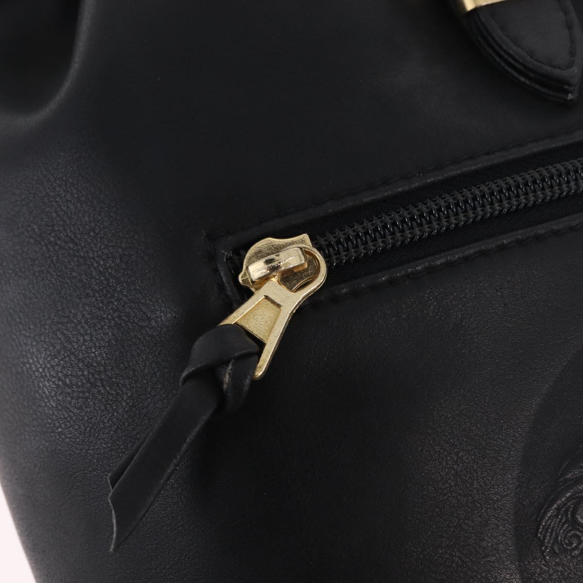 Gianni Versace Backpack Leather Black Gold Auth bs37561