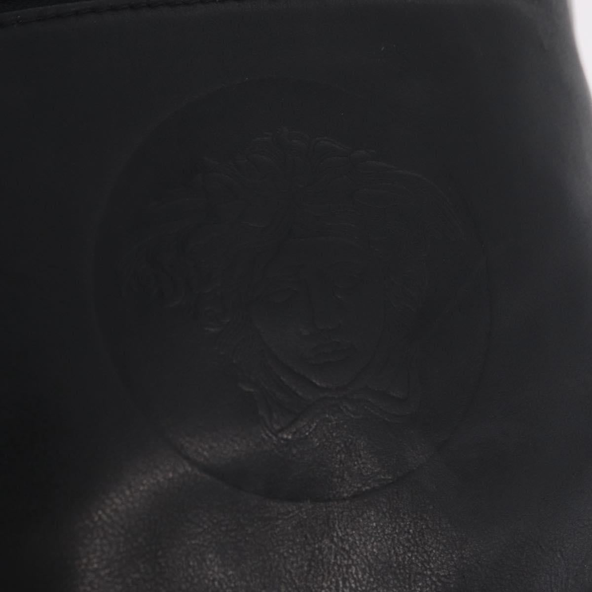 Gianni Versace Backpack Leather Black Gold Auth bs37561