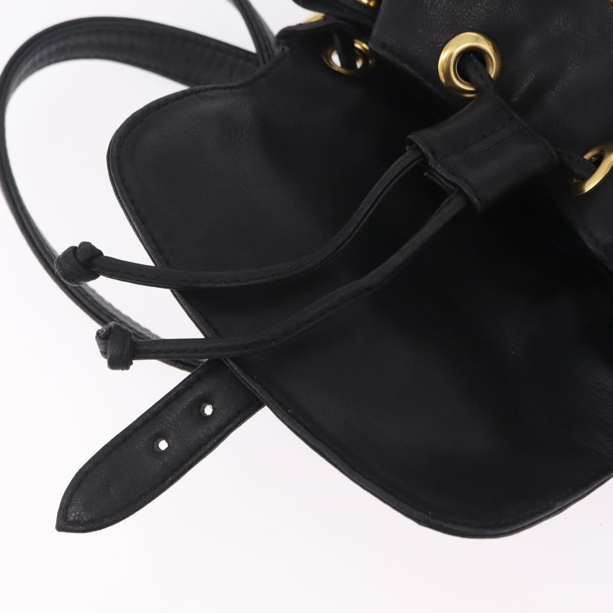 Gianni Versace Backpack Leather Black Gold Auth bs37561