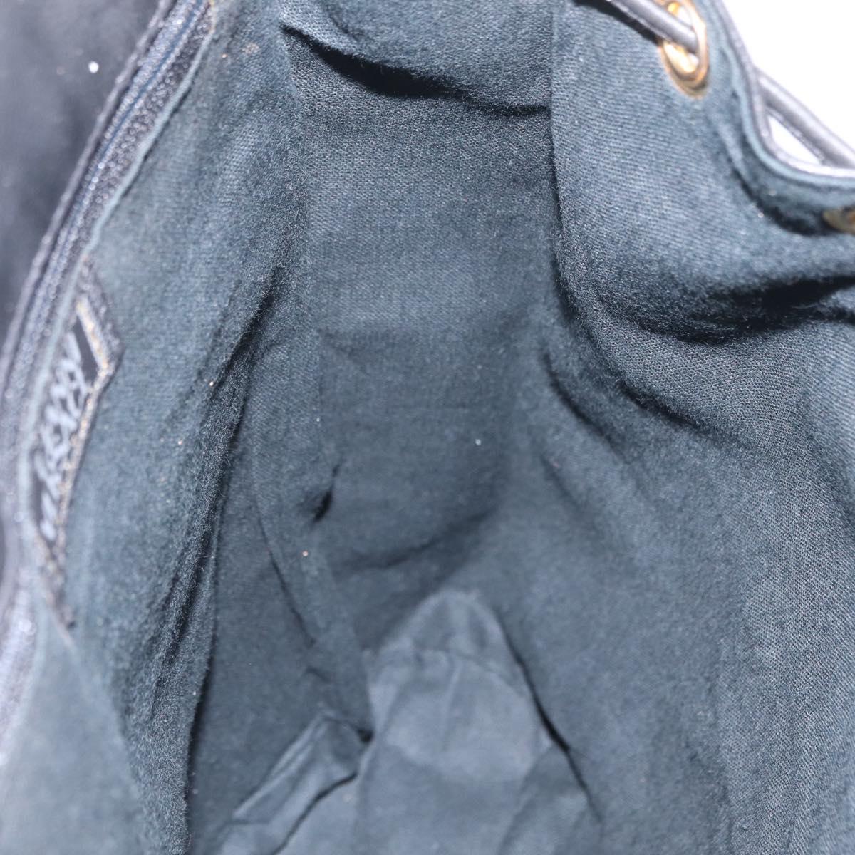 Gianni Versace Backpack Leather Black Gold Auth bs37561