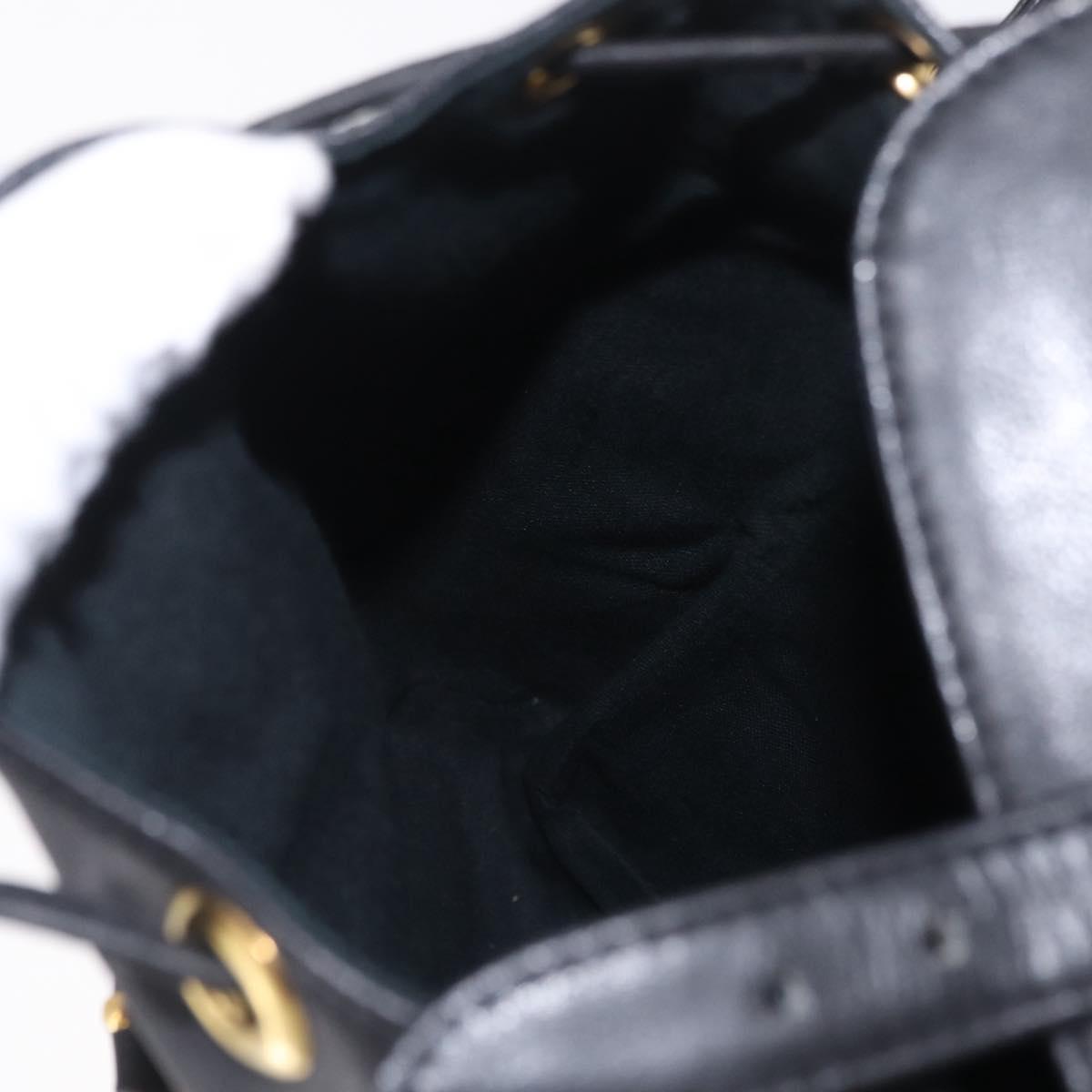 Gianni Versace Backpack Leather Black Gold Auth bs37561