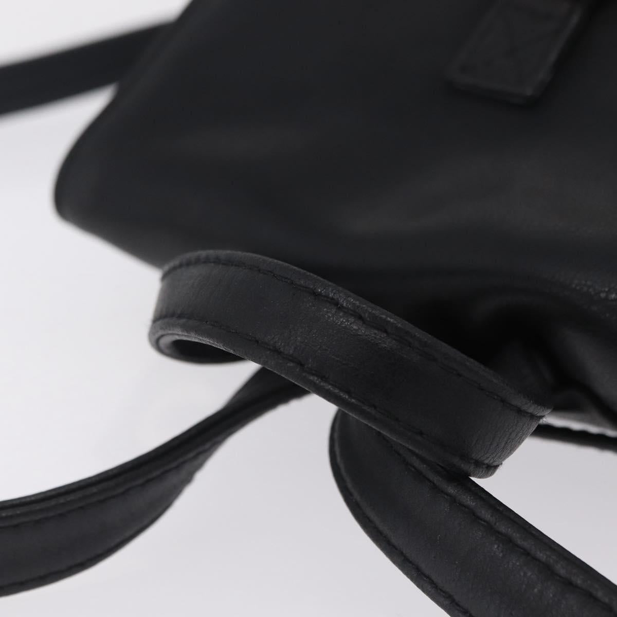 Gianni Versace Backpack Leather Black Gold Auth bs37561