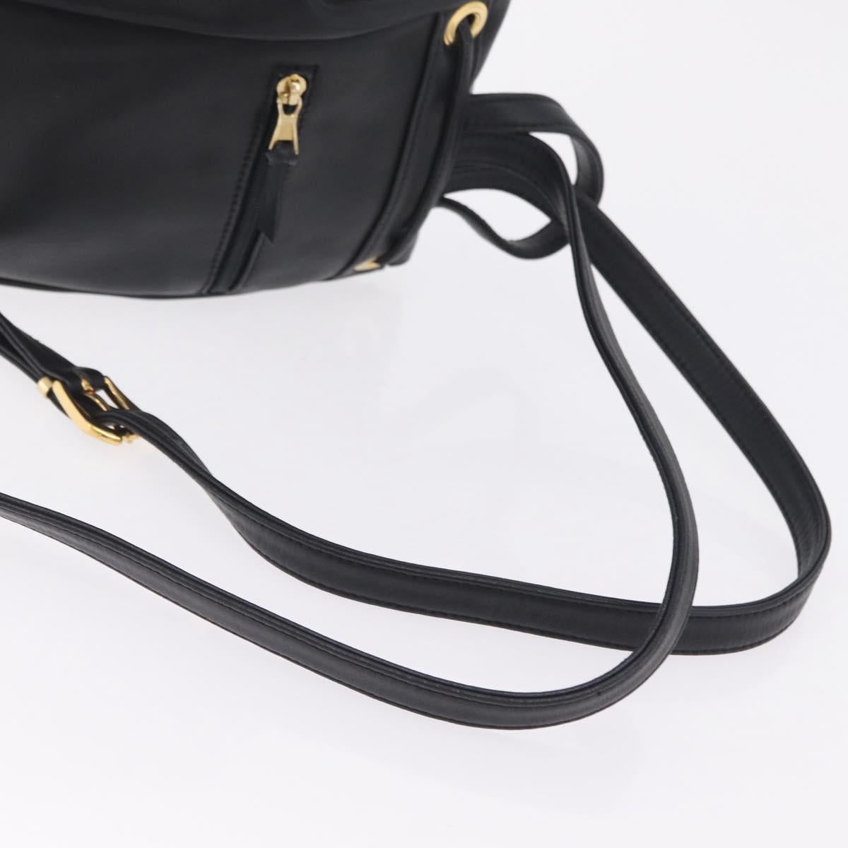 Gianni Versace Backpack Leather Black Gold Auth bs37561