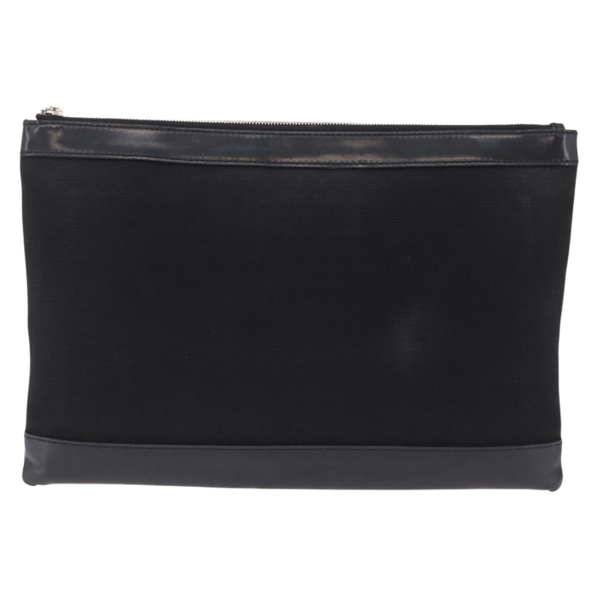 Balenciaga Clutch Bag Canvas Silver Black 373840 Auth bs37565