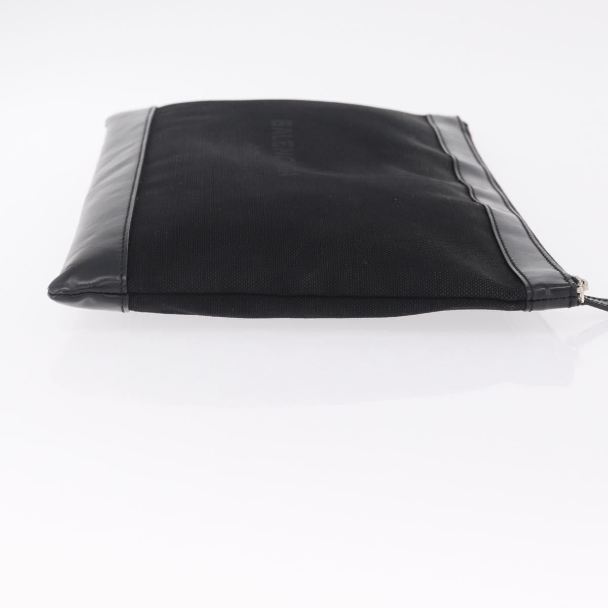 Balenciaga Clutch Bag Canvas Silver Black 373840 Auth bs37565