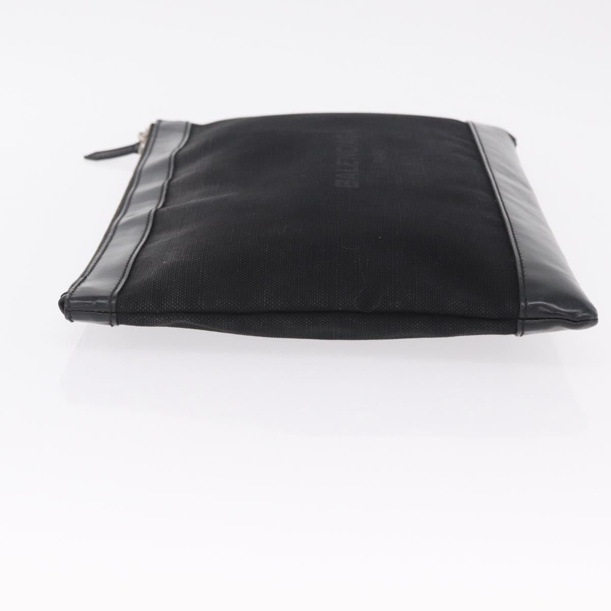 Balenciaga Clutch Bag Canvas Silver Black 373840 Auth bs37565