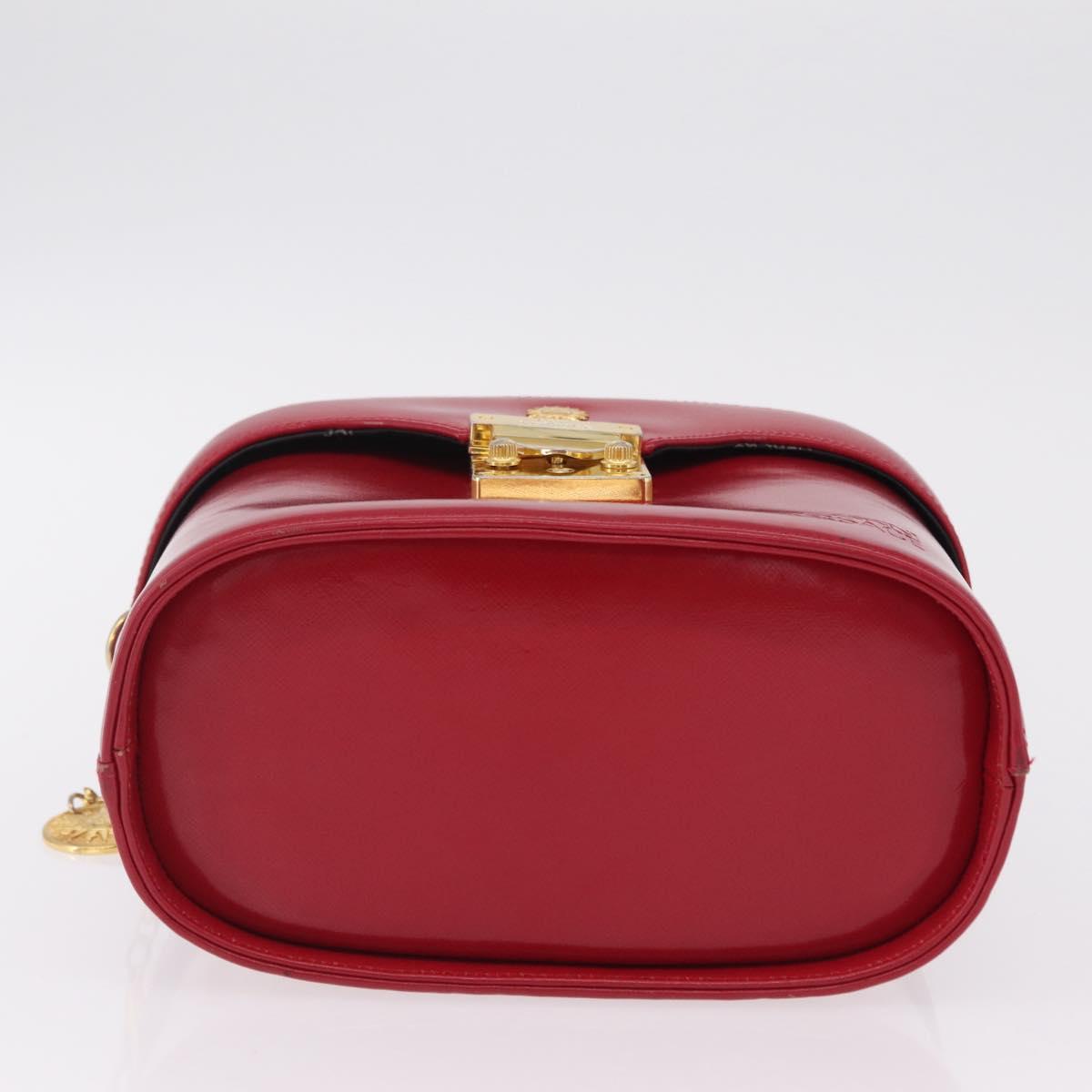 Gianni Versace Vanity Hand Bag Leather Red Gold Auth bs37566A