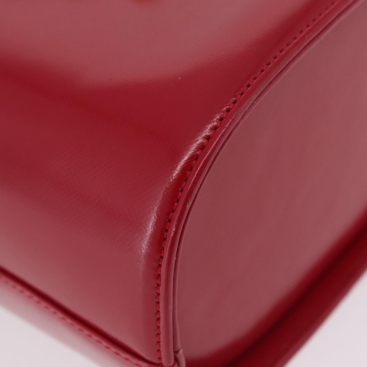 Gianni Versace Vanity Hand Bag Leather Red Gold Auth bs37566A