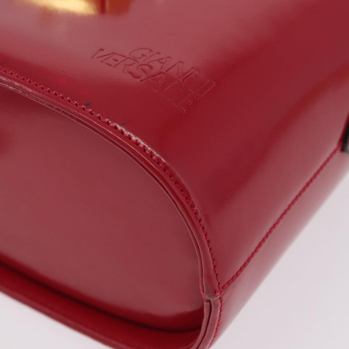 Gianni Versace Vanity Hand Bag Leather Red Gold Auth bs37566A
