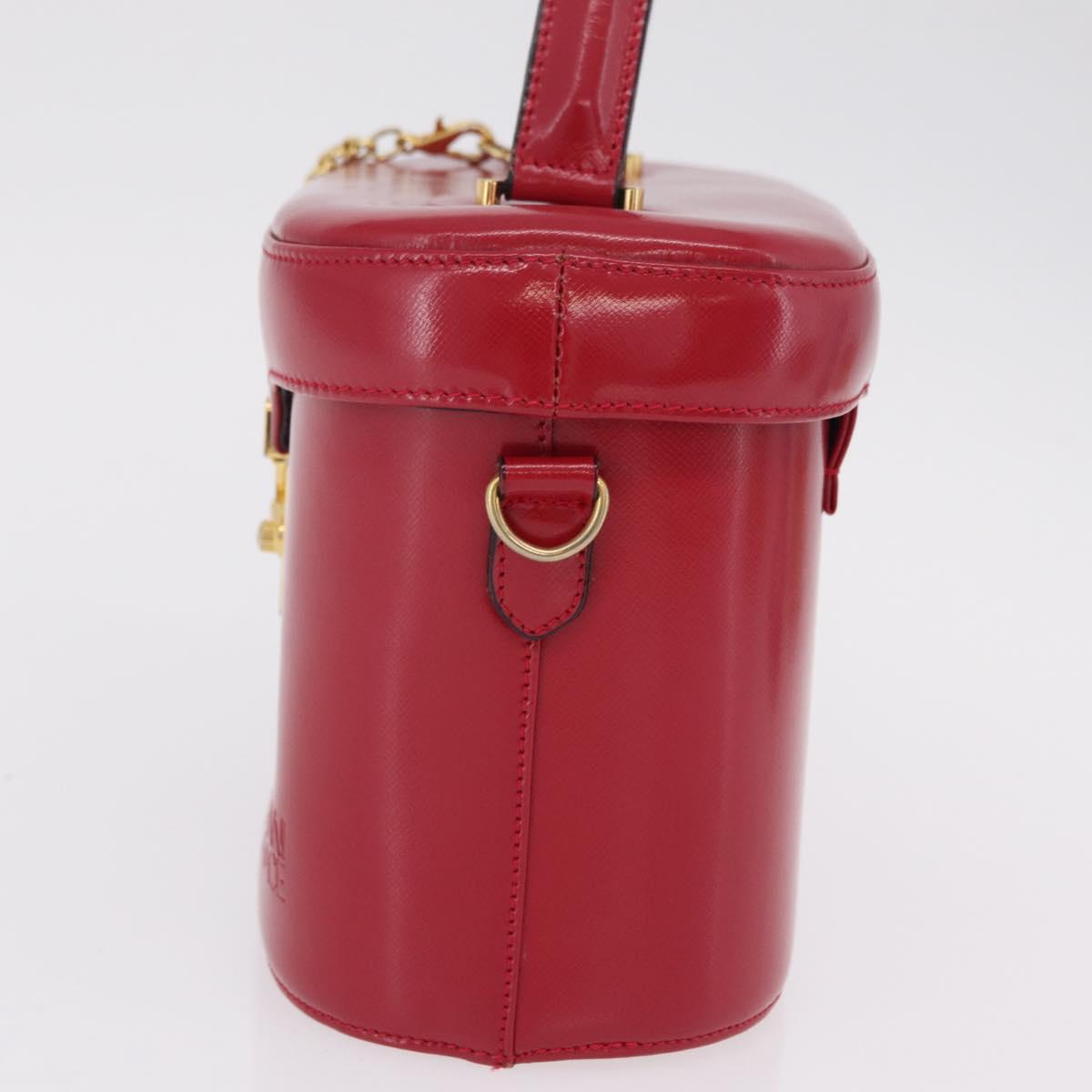 Gianni Versace Vanity Hand Bag Leather Red Gold Auth bs37566A