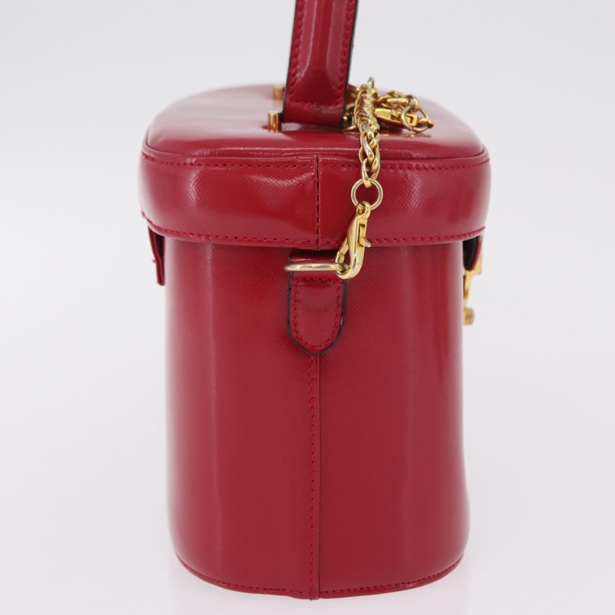 Gianni Versace Vanity Hand Bag Leather Red Gold Auth bs37566A