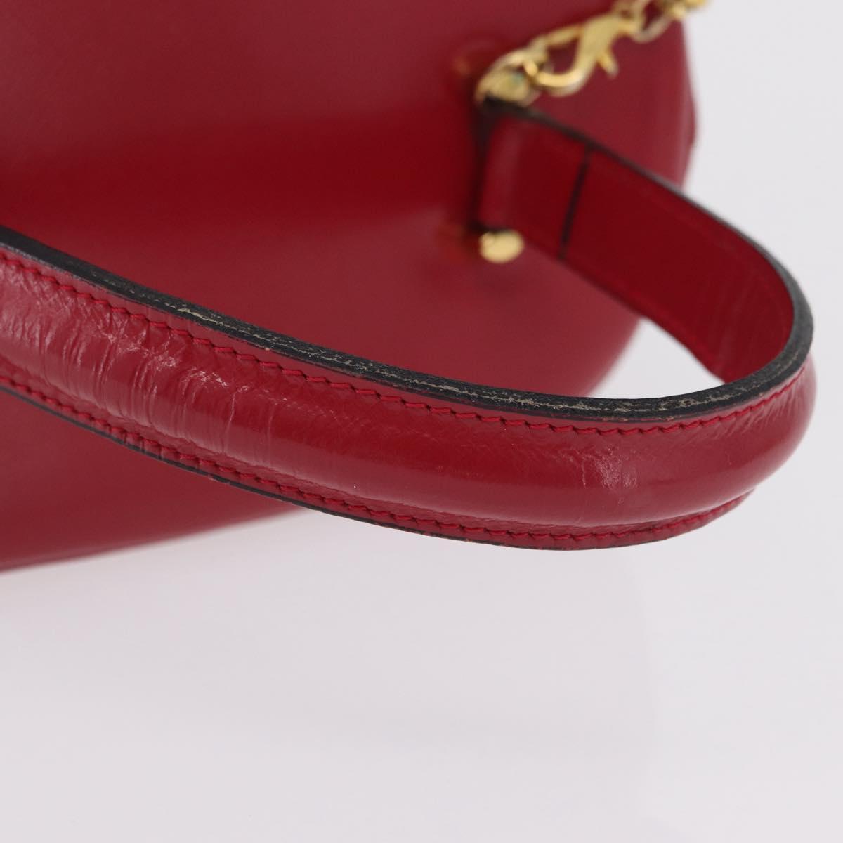 Gianni Versace Vanity Hand Bag Leather Red Gold Auth bs37566A