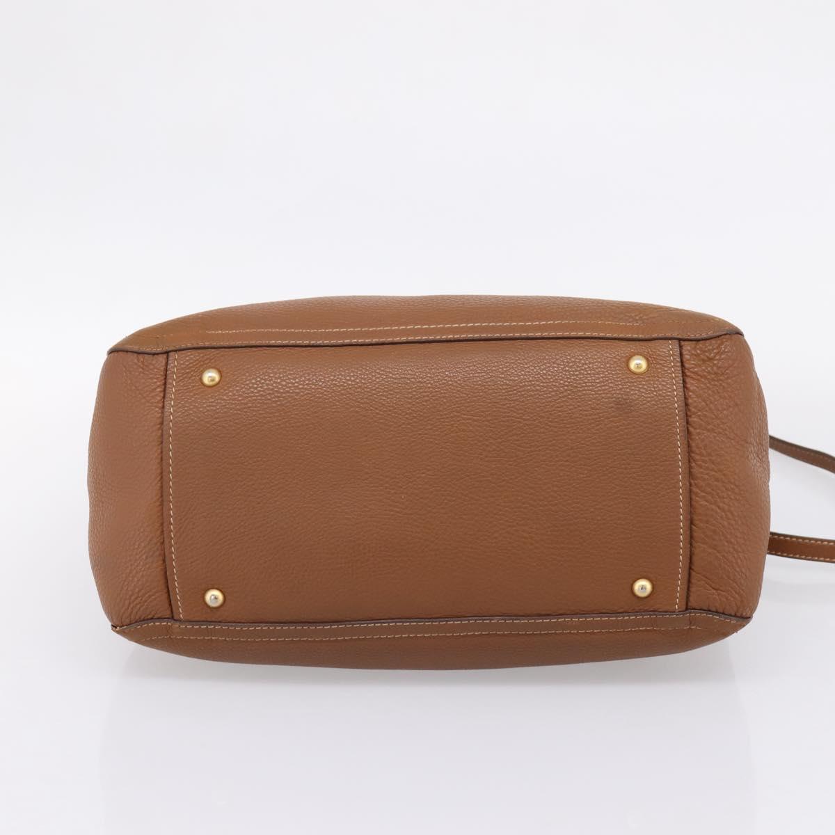 Miu Miu Hand Bag Leather 2way Brown Gold Auth bs37575