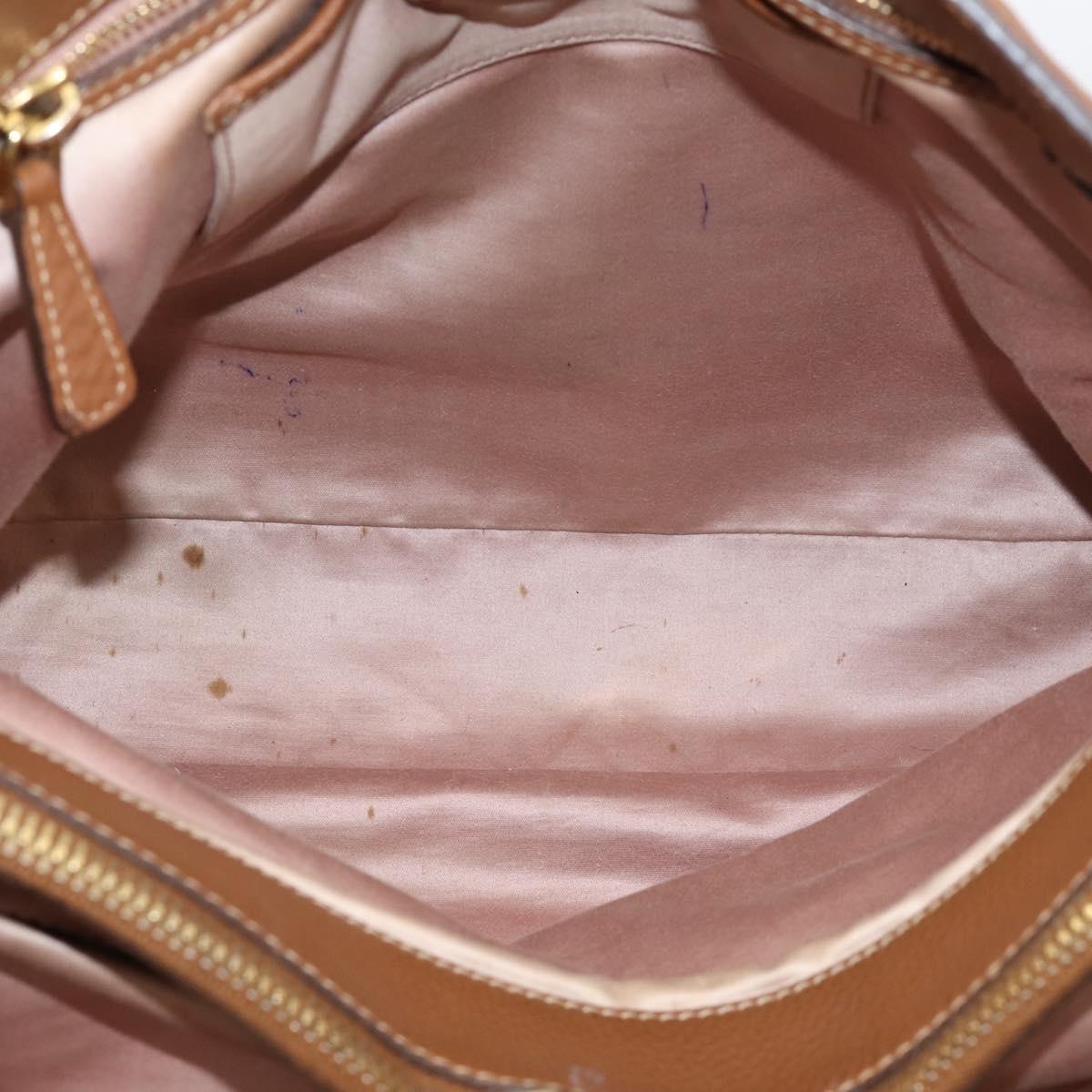 Miu Miu Hand Bag Leather 2way Brown Gold Auth bs37575